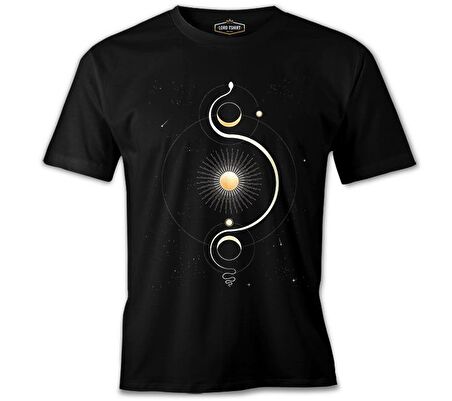 Güneş Yörünge Siyah Erkek Tshirt
