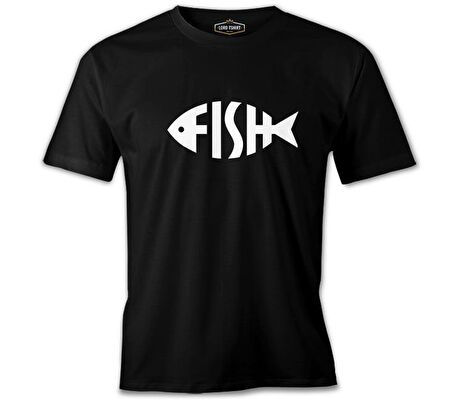 Fish with Letters Siyah Erkek Tshirt