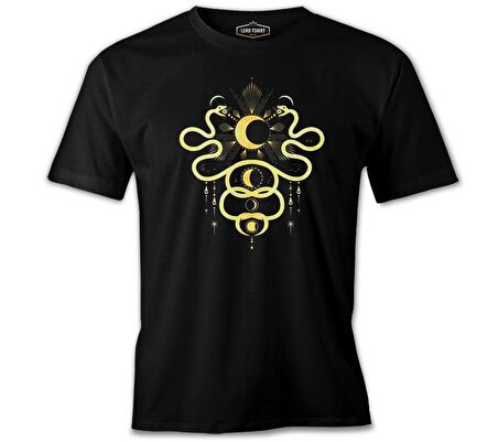 Yılan ve Ay Siyah Erkek Tshirt