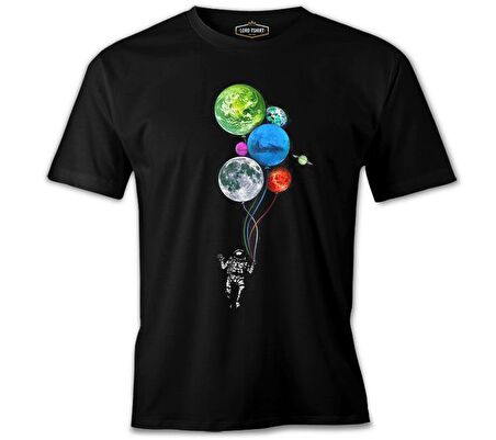 Gezegenler - Astronot Siyah Erkek Tshirt