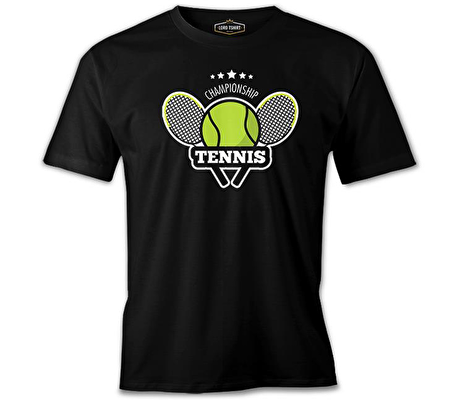 Tenis Şampiyonası Siyah Erkek Tshirt