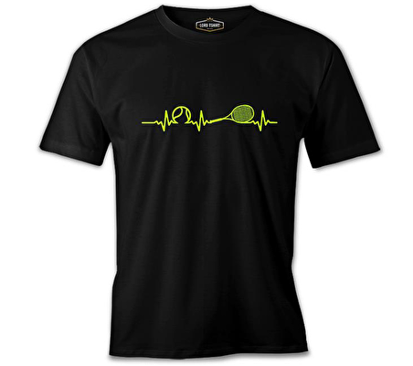 Tenis - Heartbeat Siyah Erkek Tshirt