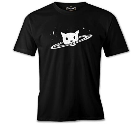 Saturn - Kedi Siyah Erkek Tshirt