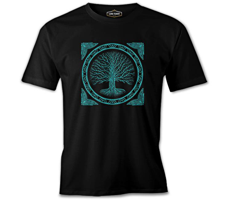 Druidic Yggdrasil - Hayat Ağacı Siyah Erkek Tshirt