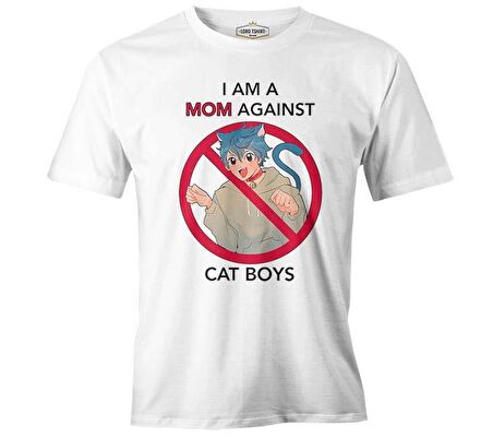 I am a Mom Against Cat Boys Beyaz Erkek Tshirt