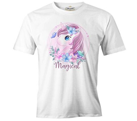 Unicorn Çiçek Anneler Günü Beyaz Unisex Tshirt