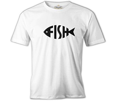 Fish with Letters Beyaz Erkek Tshirt