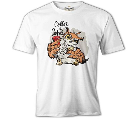 Coffee and Biscuits - Baykuş Beyaz Erkek Tshirt