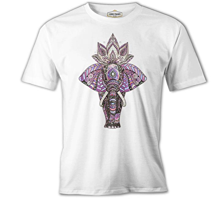 Fil - Mandala Taç Beyaz Erkek Tshirt
