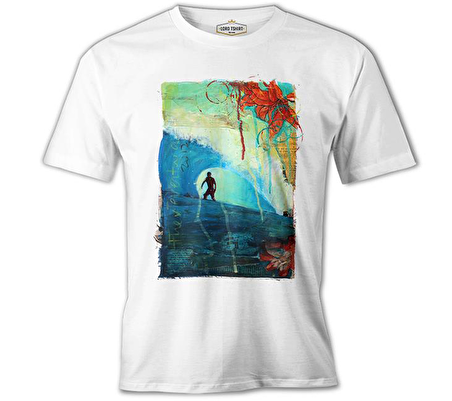 Summer - Surf ve Dalgalar Beyaz Erkek Tshirt