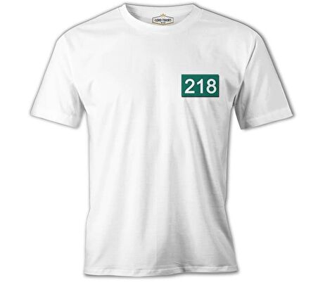 Squid Game - 218 Göğüs Logo Beyaz Erkek Tshirt