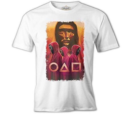 Squid Game - Maske Sarı ve Askerler Beyaz Erkek Tshirt