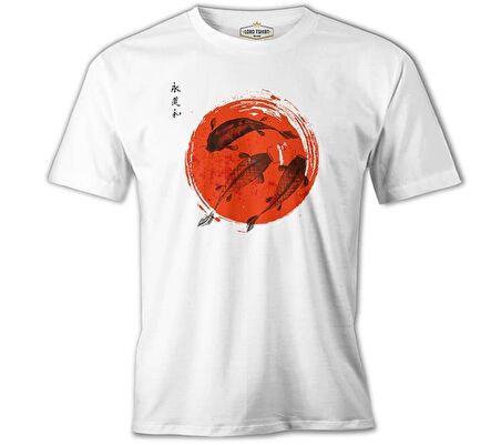 Japon - Koi Beyaz Erkek Tshirt