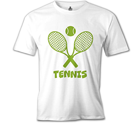 Tenis - Raket Beyaz Erkek Tshirt