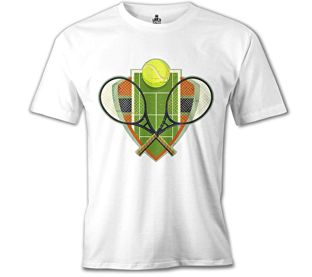 Tenis - Raket 2 Beyaz Erkek Tshirt