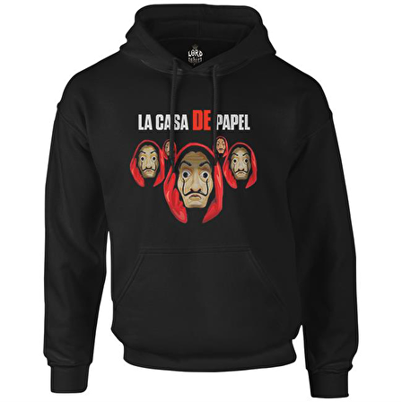 La Casa De Papel - Dali Mask Siyah Erkek Fermuarsız Kapşonlu