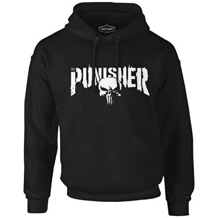Punisher - Logo Ban Siyah Erkek Fermuarsız Kapşonlu