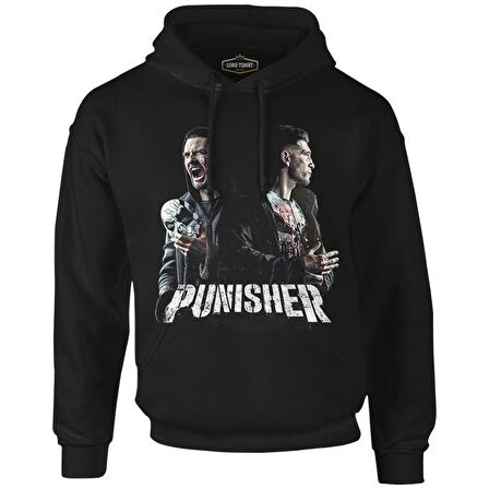 Punisher - Fight Siyah Erkek Fermuarsız Kapşonlu