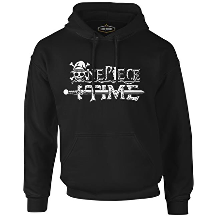 One Piece - Time Siyah Erkek Fermuarsız Kapşonlu