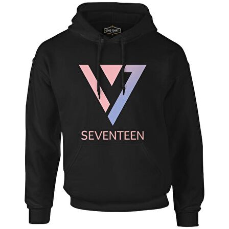 Seventeen - Logo Üçgen Siyah Erkek Fermuarsız Kapşonlu