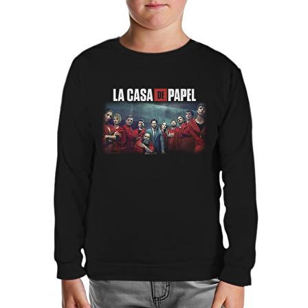 La Casa De Papel - All Siyah Çocuk Sweatshirt