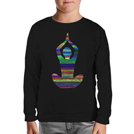 Yoga - Lines Siyah Çocuk Sweatshirt