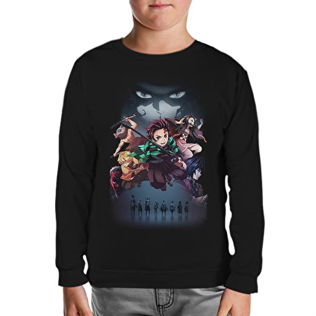 Demon Slayer Siyah Çocuk Sweatshirt