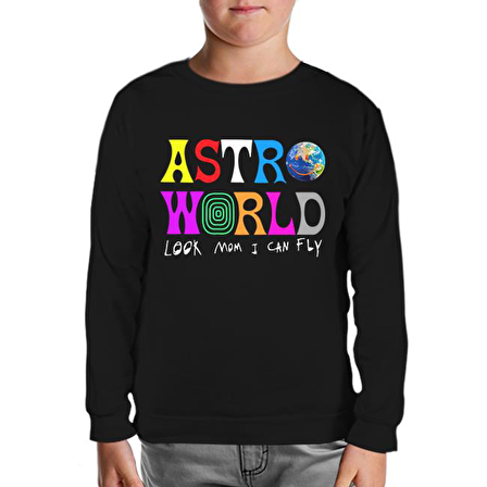 Travis Scott - Astro World Siyah Çocuk Sweatshirt