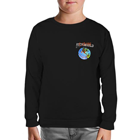 Travis Scott - Astro World Logo Siyah Çocuk Sweatshirt
