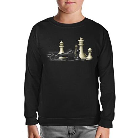Satranç Siyah Çocuk Sweatshirt