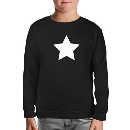 Beyaz Yıldız Siyah Çocuk Sweatshirt