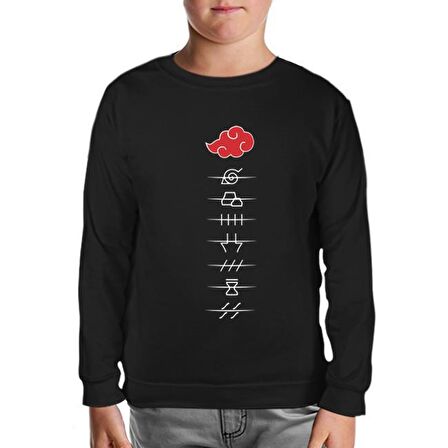 Naruto - Hidden Villages Akatsuki Siyah Çocuk Sweatshirt