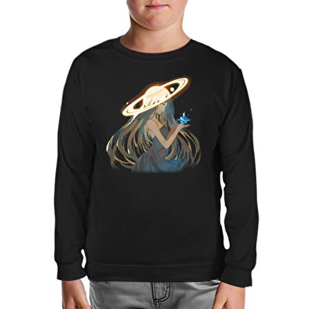 Yörünge Elmas Siyah Çocuk Sweatshirt
