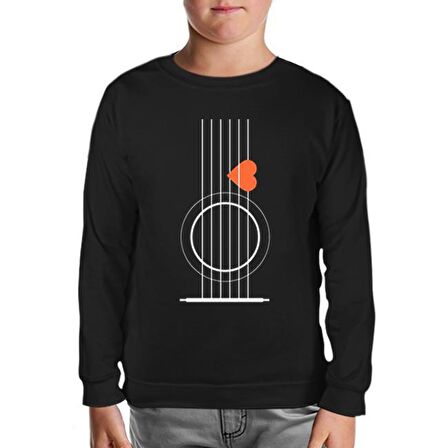 Gitar - Pena Siyah Çocuk Sweatshirt