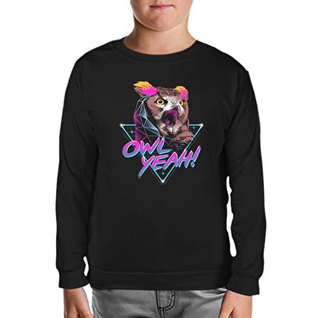 Yeah - Baykuş Siyah Çocuk Sweatshirt