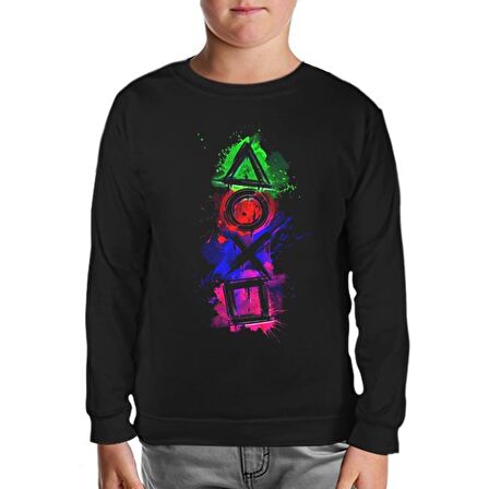 Play Buttons - Dust Siyah Çocuk Sweatshirt