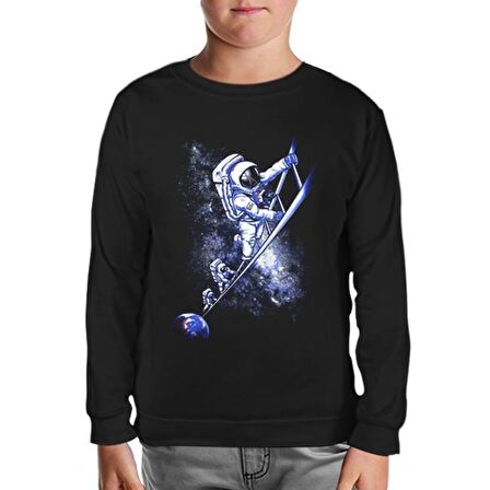 Stairs to the Moon - Astronotlar Siyah Çocuk Sweatshirt