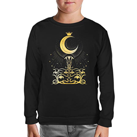 Ay - Kraliçe Siyah Çocuk Sweatshirt