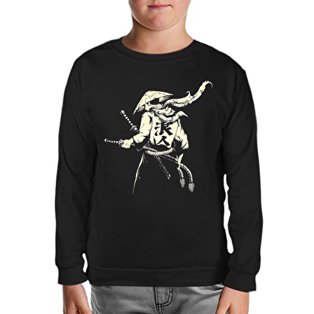 Samuray - Sword Siyah Çocuk Sweatshirt
