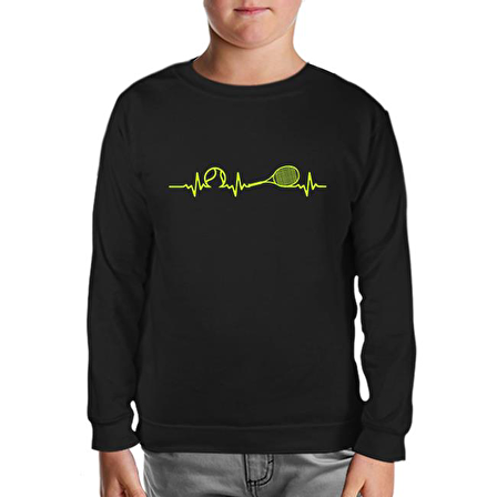 Tenis - Heartbeat Siyah Çocuk Sweatshirt