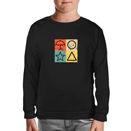 Squid Game -Candy Game Siyah Çocuk Sweatshirt