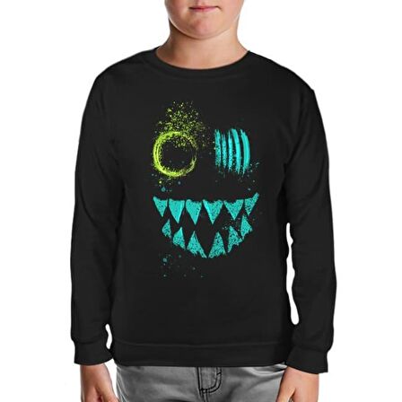 Maske - Monster Siyah Çocuk Sweatshirt