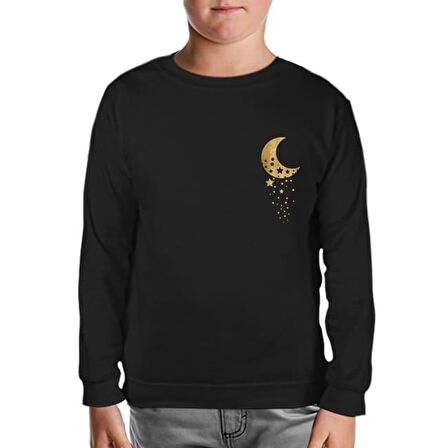 Uzay - Aydan Düşen Yıldızlar Siyah Çocuk Sweatshirt