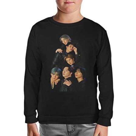 Super M - Group Siyah Çocuk Sweatshirt