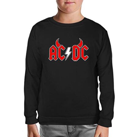 AC DC - Demon Fire Logo Siyah Çocuk Sweatshirt