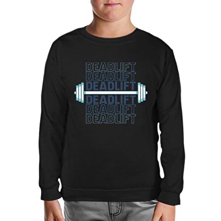 Bodybuilding Deadlift Siyah Çocuk Sweatshirt