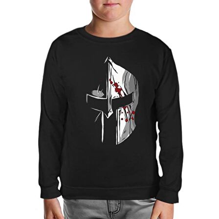 Spartan Warrior Helmet Siyah Çocuk Sweatshirt