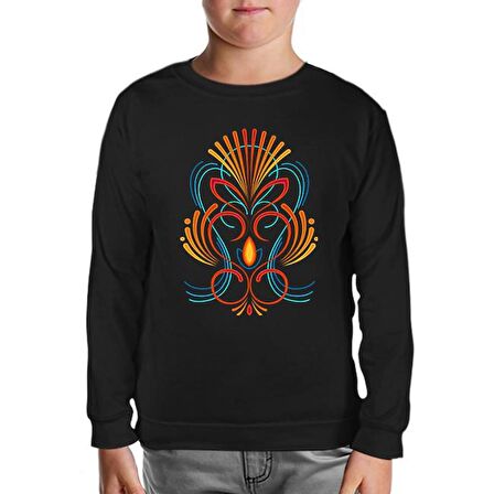 Abstract Colorful Tattoo Siyah Çocuk Sweatshirt