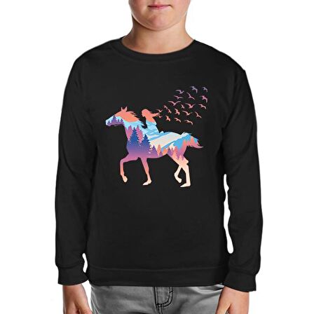 A Girl Free as Horses and Birds Siyah Çocuk Sweatshirt