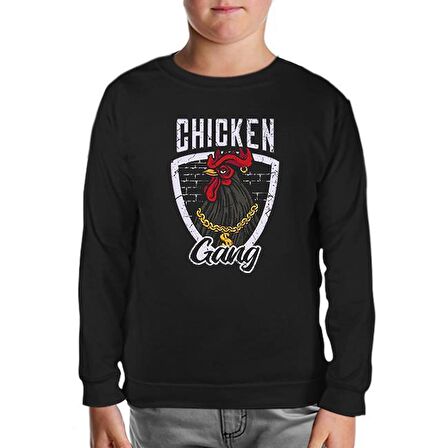 Chicken Gang Siyah Çocuk Sweatshirt